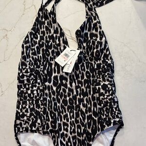 Calvin Klein Black and White Animal Print Swimsuit BNWT